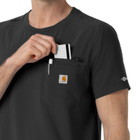 Force Cross-Flex Men's Crew Neck Scrub Top Black front detail