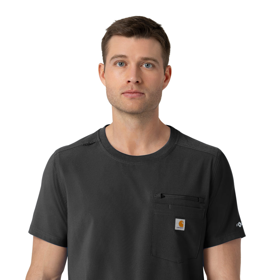 Force Cross-Flex Men's Crew Neck Scrub Top Black side detail 2