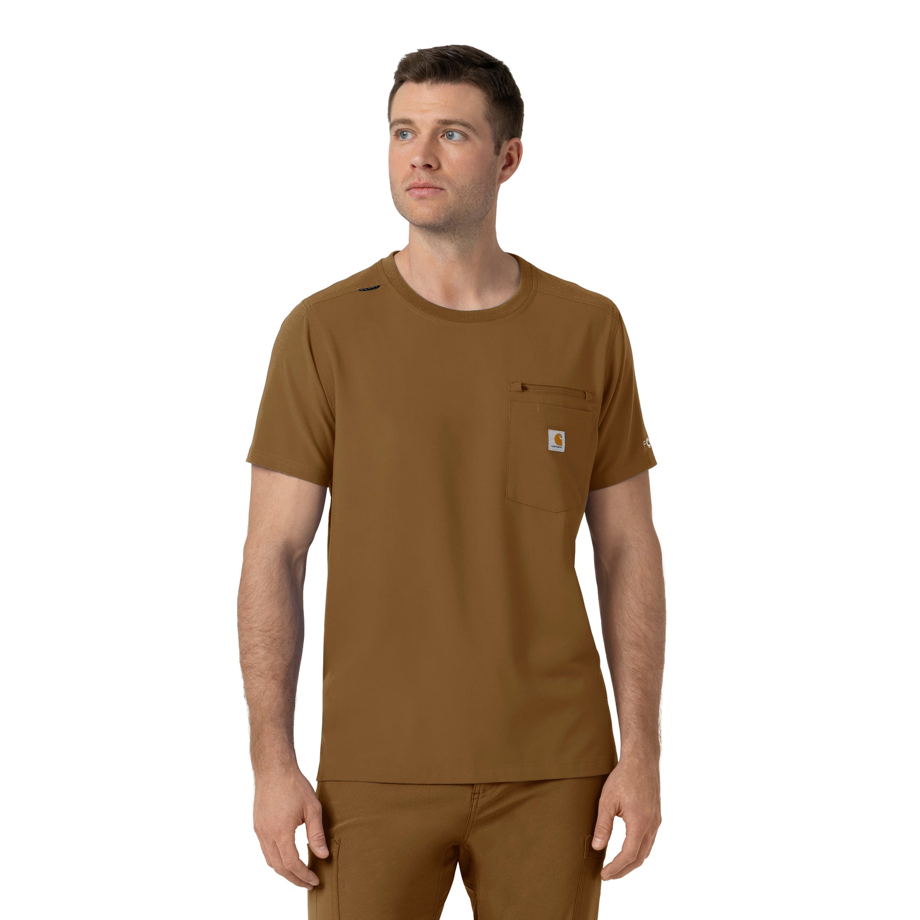 Force Cross-Flex Men's Crew Neck Scrub Top Carhartt Brown
