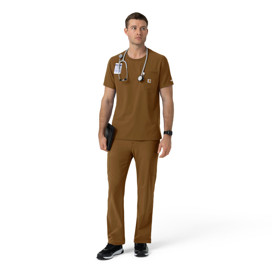 Force Cross-Flex Men's Crew Neck Scrub Top Carhartt Brown full scrub set