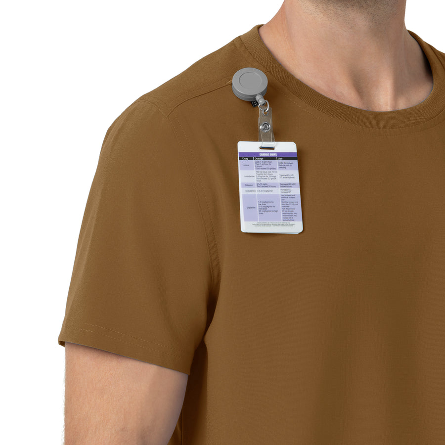 Force Cross-Flex Men's Crew Neck Scrub Top Carhartt Brown side detail 1