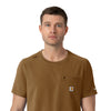 Force Cross-Flex Men's Crew Neck Scrub Top Carhartt Brown side detail 2