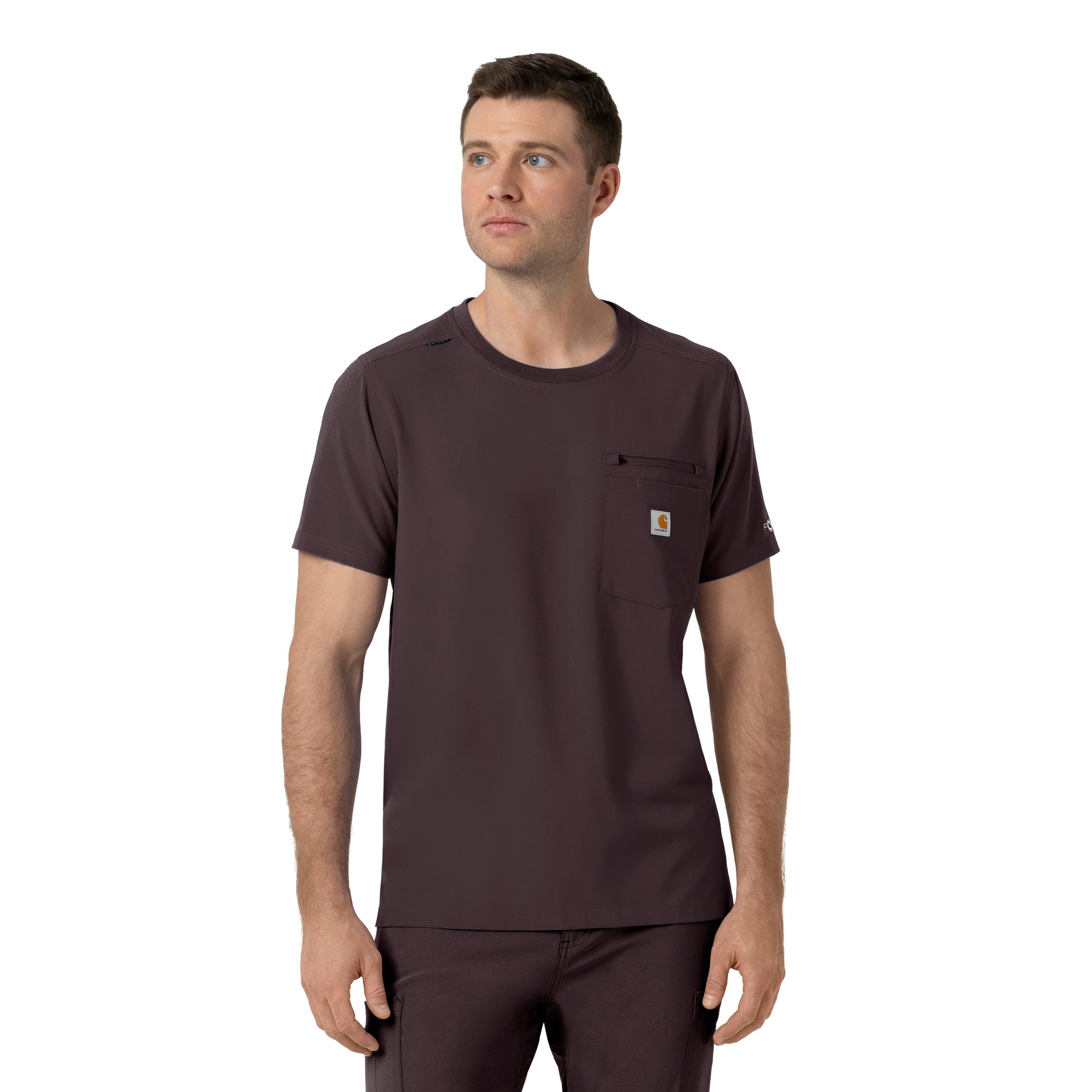 Carhartt Force Cross-Flex Men's Crew Neck Scrub Top - Dark Sepia