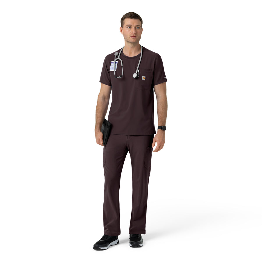 Carhartt Force Cross-Flex Men's Crew Neck Scrub Top - Dark Sepia brown scrub set