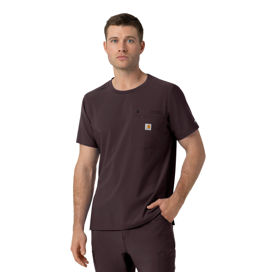Carhartt Force Cross-Flex Men's Crew Neck Scrub Top - Dark Sepia side