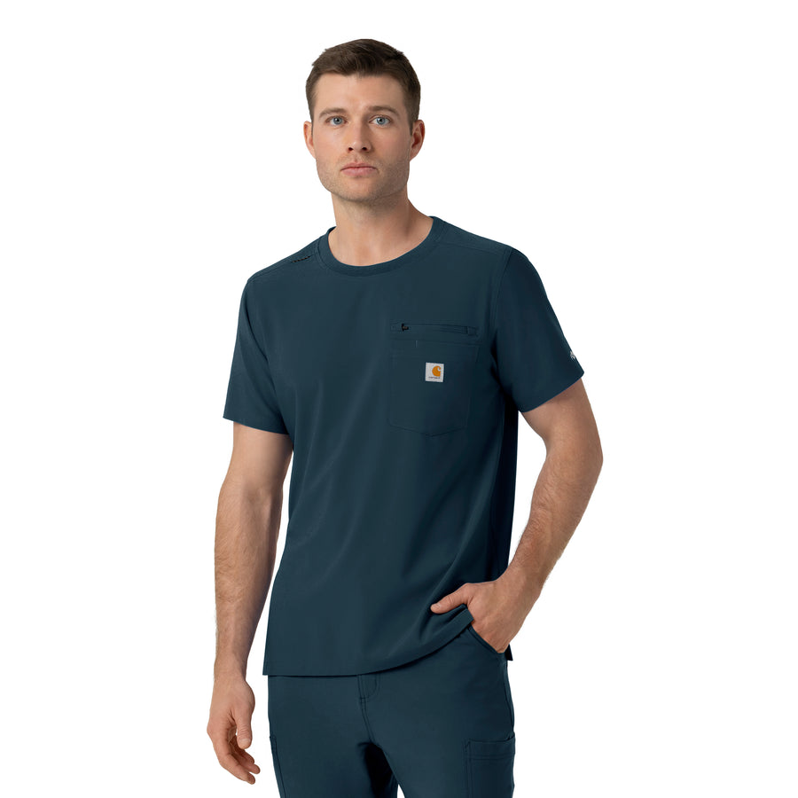 Force Cross-Flex Men's Crew Neck Scrub Top Navy side view