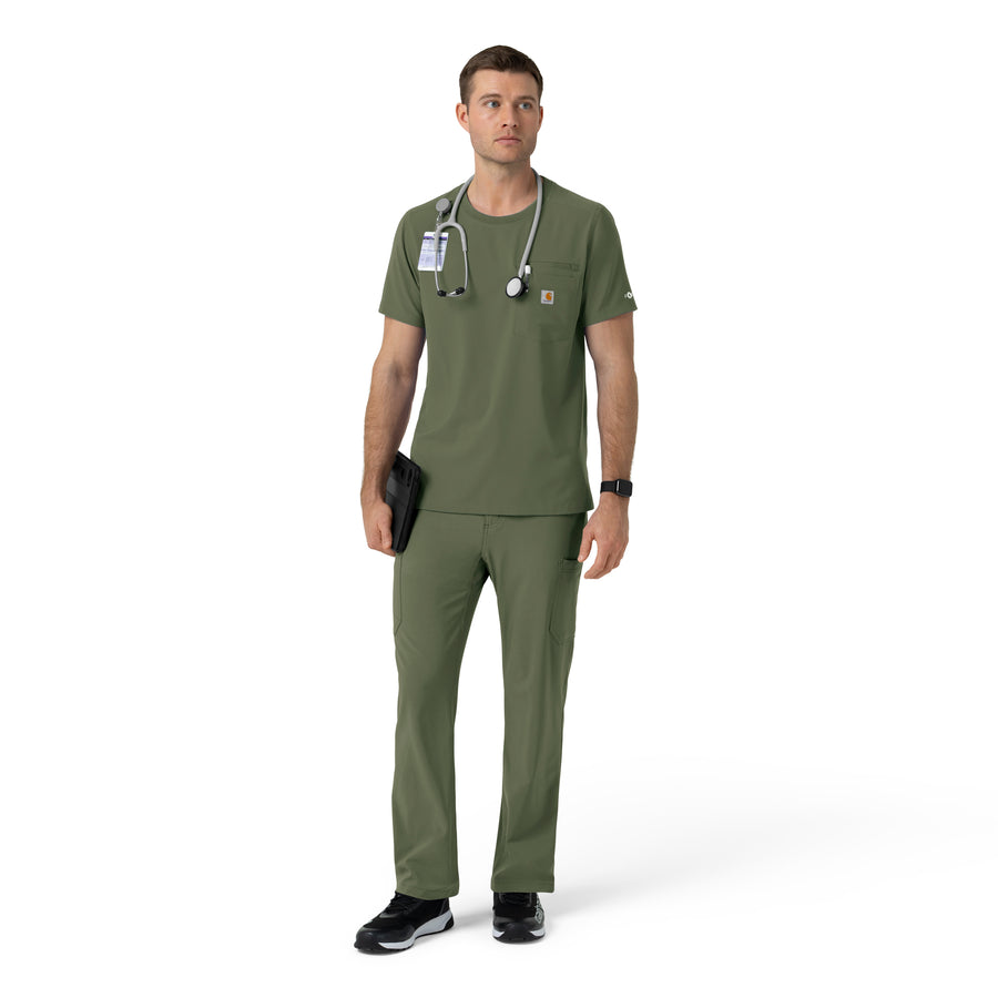 Force Cross-Flex Men's Crew Neck Scrub Top Olive full scrub set