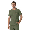 Force Cross-Flex Men's Crew Neck Scrub Top Olive side view