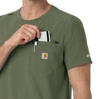 Force Cross-Flex Men's Crew Neck Scrub Top Olive front detail