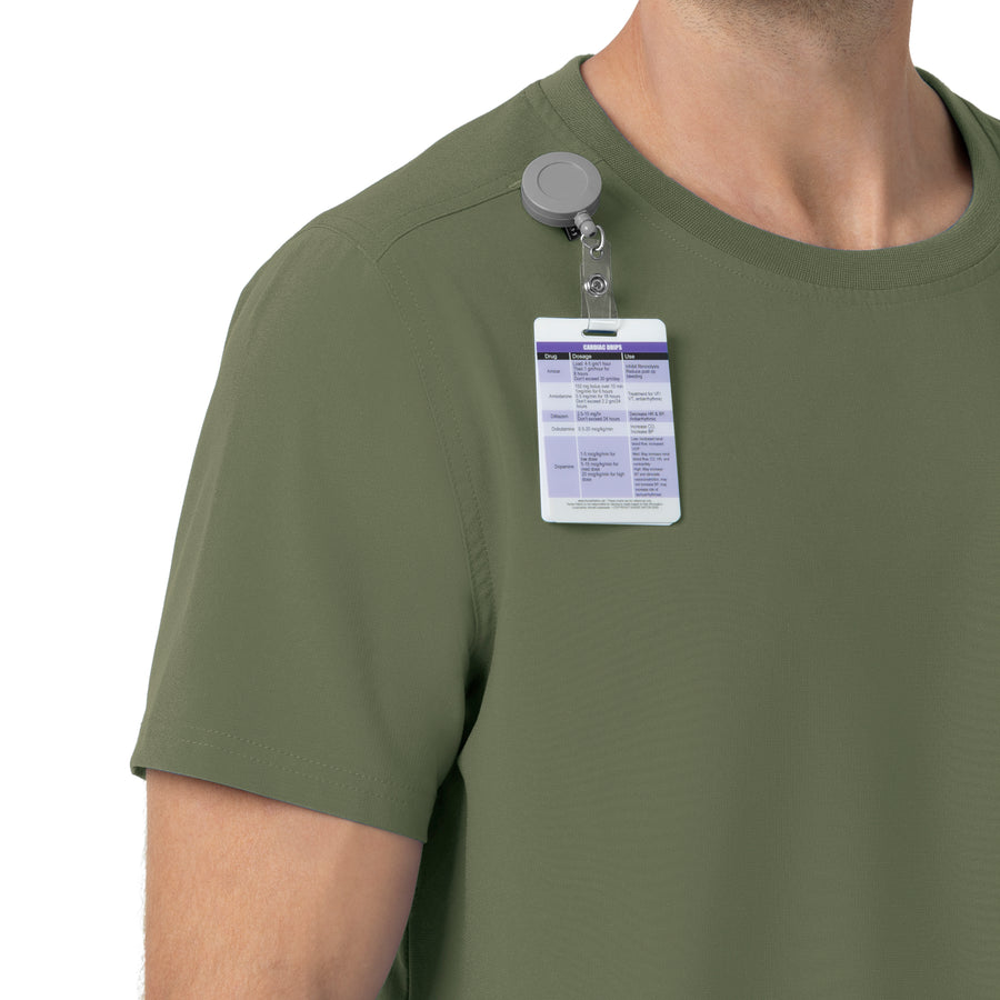 Force Cross-Flex Men's Crew Neck Scrub Top Olive side detail 1