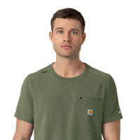 Force Cross-Flex Men's Crew Neck Scrub Top Olive side detail 2
