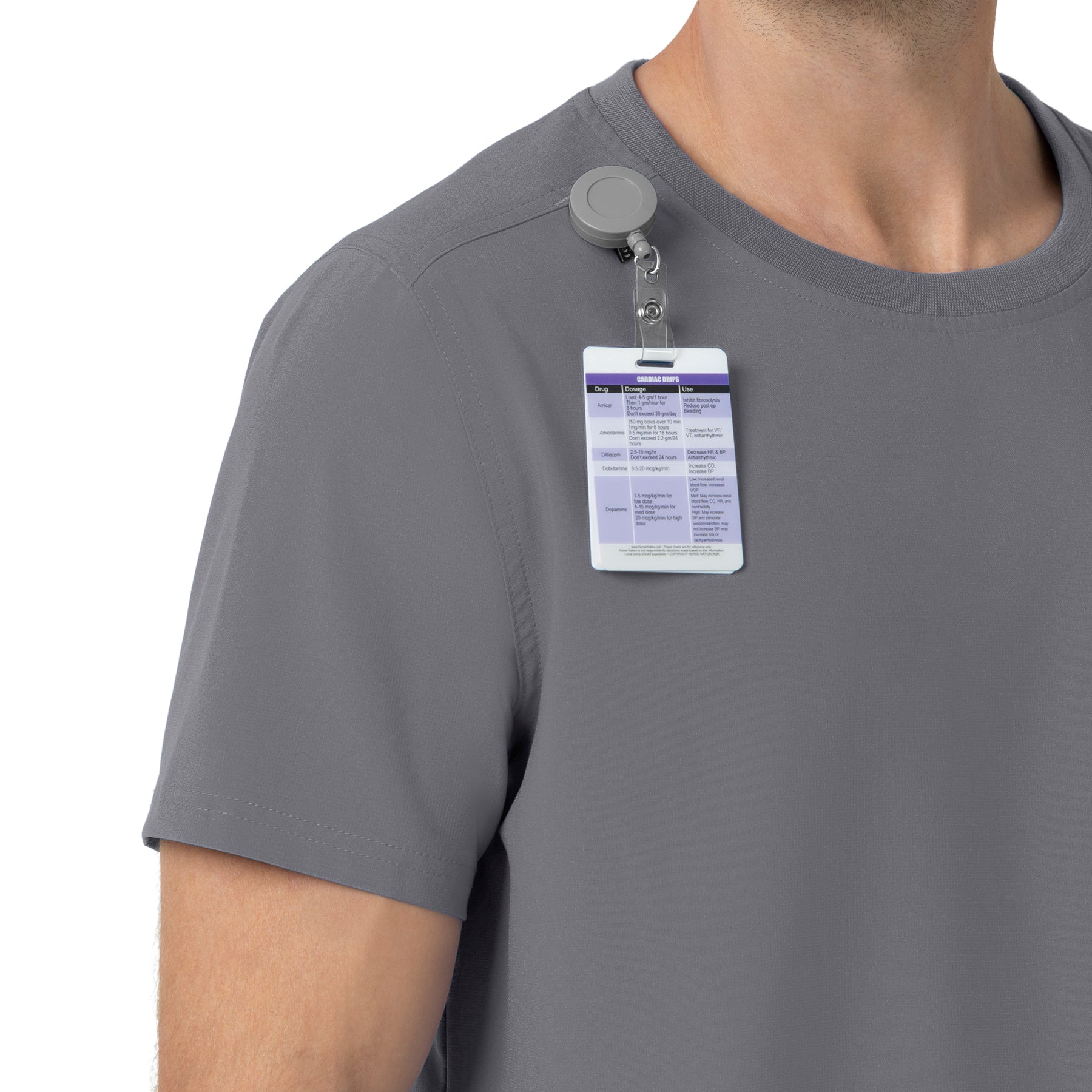 Force Cross-Flex Men's Crew Neck Scrub Top Pewter side detail 1