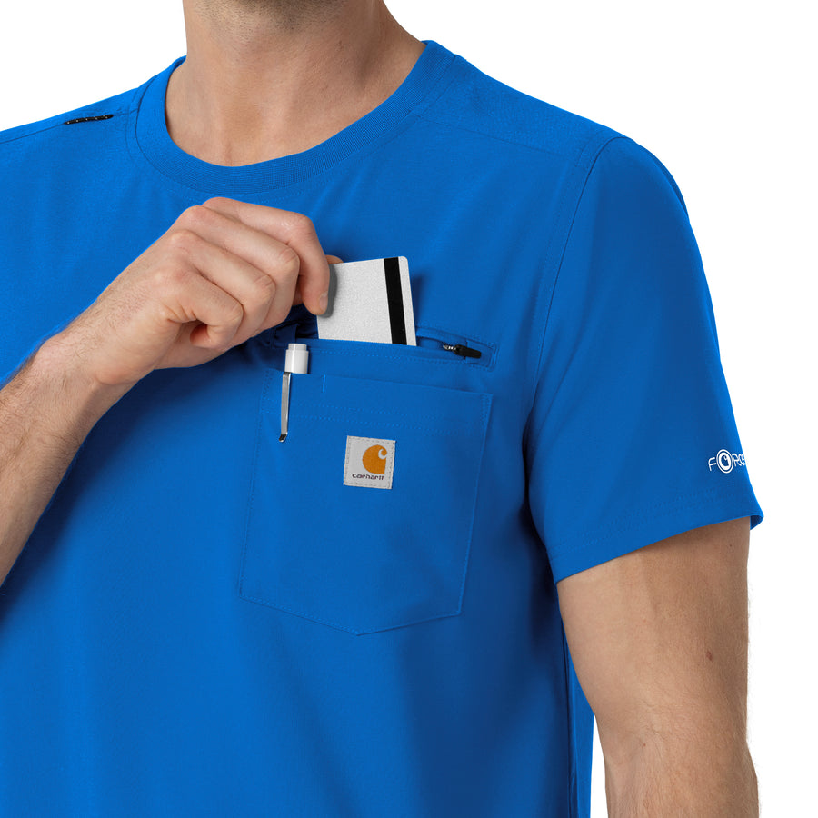 Force Cross-Flex Men's Crew Neck Scrub Top Royal front detail