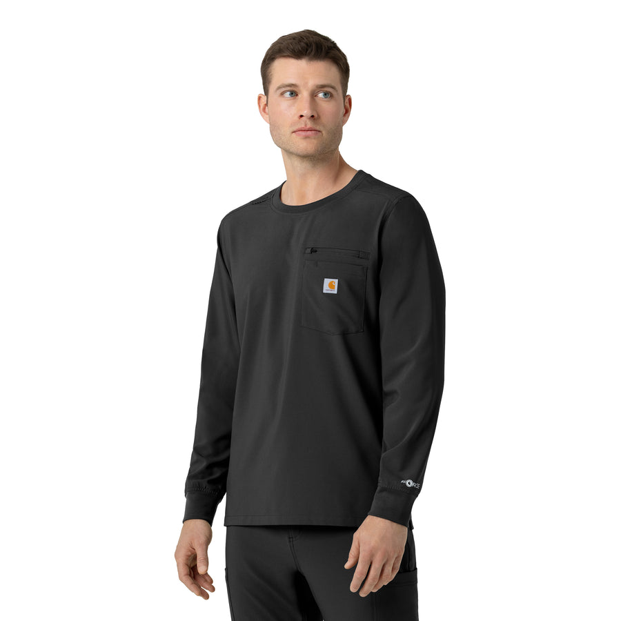 Force Cross-Flex Men's Crew Neck Long Sleeve Scrub Top Black side view