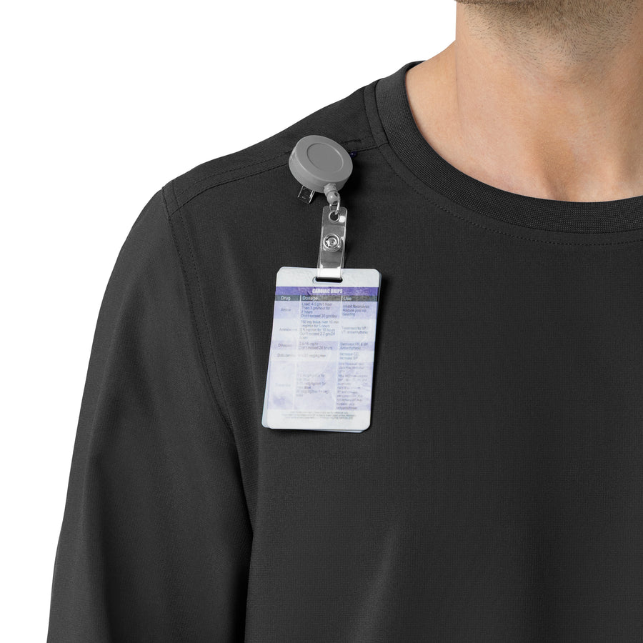 Force Cross-Flex Men's Crew Neck Long Sleeve Scrub Top Black side detail 2