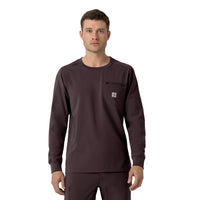 Carhartt Force Cross-Flex Men's Crew Neck Long Sleeve Scrub Top - Dark Sepia