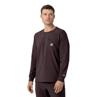 Carhartt Force Cross-Flex Men's Crew Neck Long Sleeve Scrub Top - Dark Sepia side