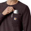 Carhartt Force Cross-Flex Men's Crew Neck Long Sleeve Scrub Top - Dark Sepia chest pocket