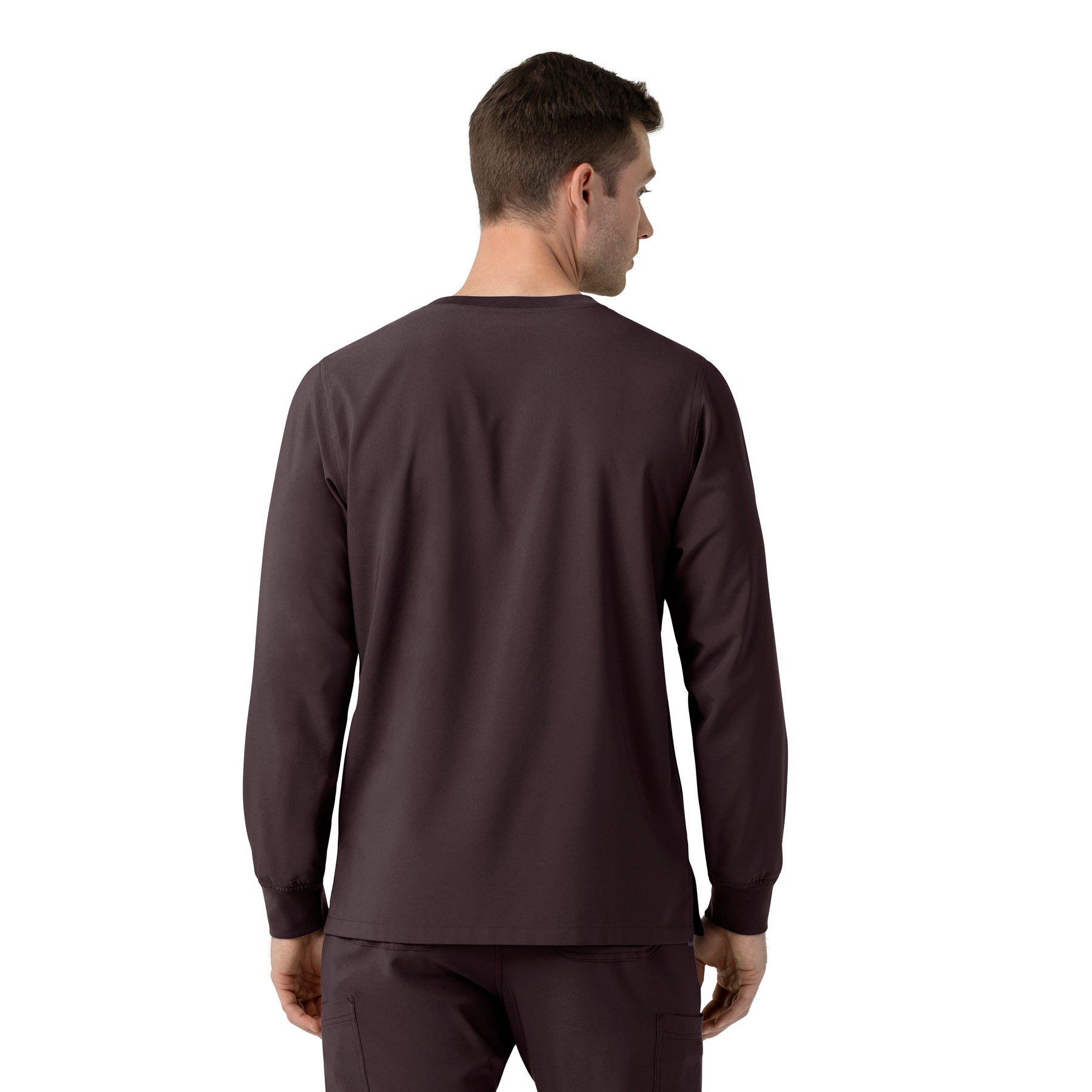 Carhartt Force Cross-Flex Men's Crew Neck Long Sleeve Scrub Top - Dark Sepia back
