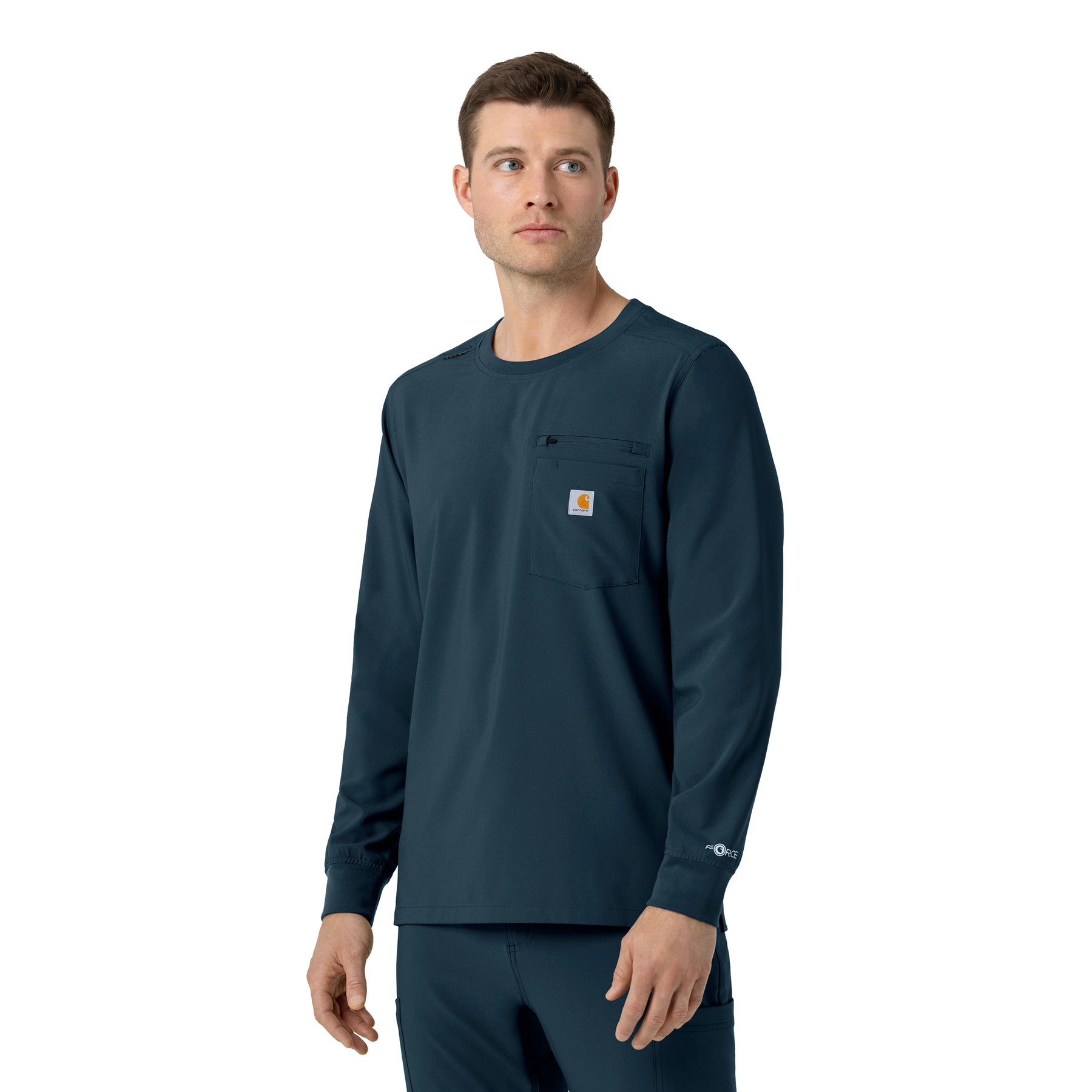 Force Cross-Flex Men's Crew Neck Long Sleeve Scrub Top Navy side view