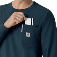 Force Cross-Flex Men's Crew Neck Long Sleeve Scrub Top Navy side detail 1