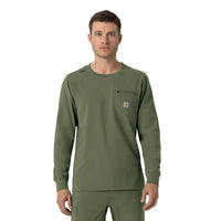 Force Cross-Flex Men's Crew Neck Long Sleeve Scrub Top Olive