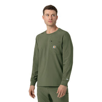 Force Cross-Flex Men's Crew Neck Long Sleeve Scrub Top Olive side view