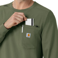 Force Cross-Flex Men's Crew Neck Long Sleeve Scrub Top Olive side detail 1
