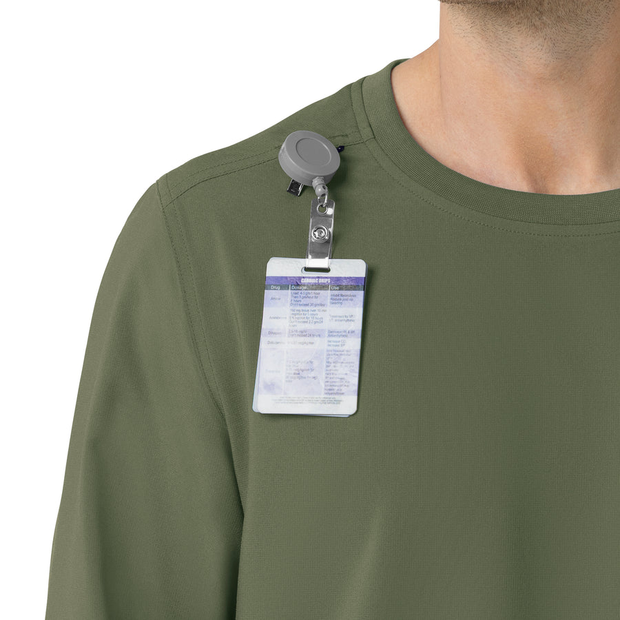 Force Cross-Flex Men's Crew Neck Long Sleeve Scrub Top Olive side detail 2