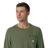 Force Cross-Flex Men's Crew Neck Long Sleeve Scrub Top Olive hemline detail