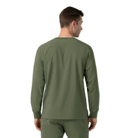 Force Cross-Flex Men's Crew Neck Long Sleeve Scrub Top Olive back view