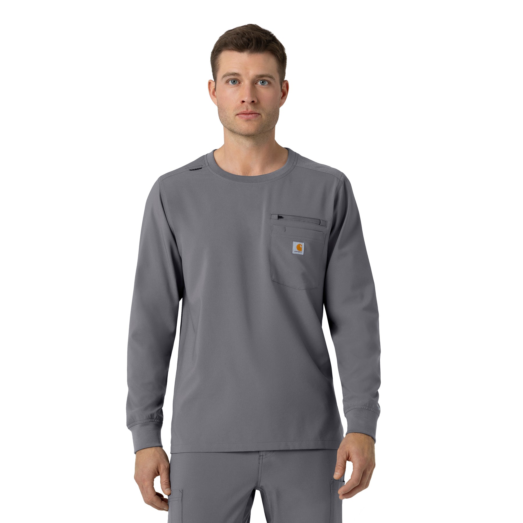 Force Cross-Flex Men's Crew Neck Long Sleeve Scrub Top Pewter