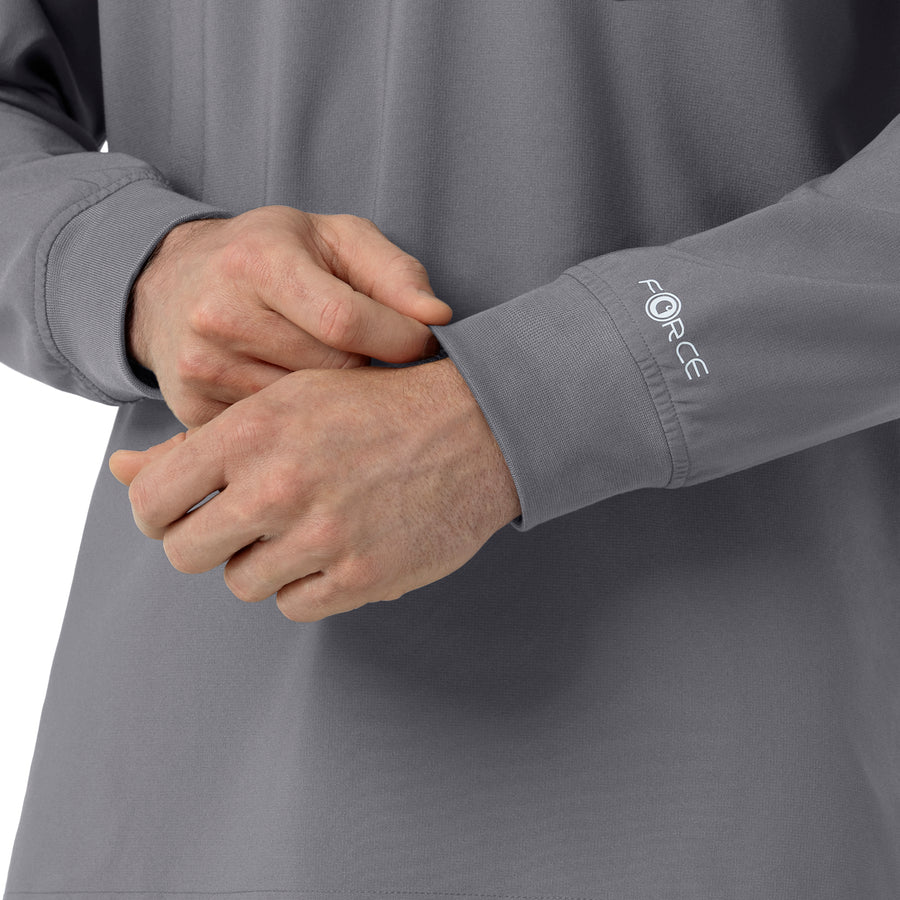 Force Cross-Flex Men's Crew Neck Long Sleeve Scrub Top Pewter front detail