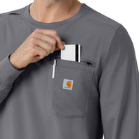 Force Cross-Flex Men's Crew Neck Long Sleeve Scrub Top Pewter side detail 1