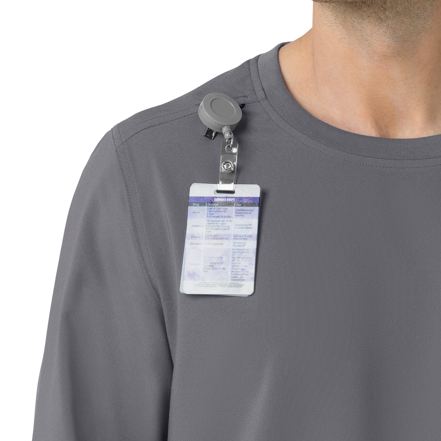 Force Cross-Flex Men's Crew Neck Long Sleeve Scrub Top Pewter side detail 2
