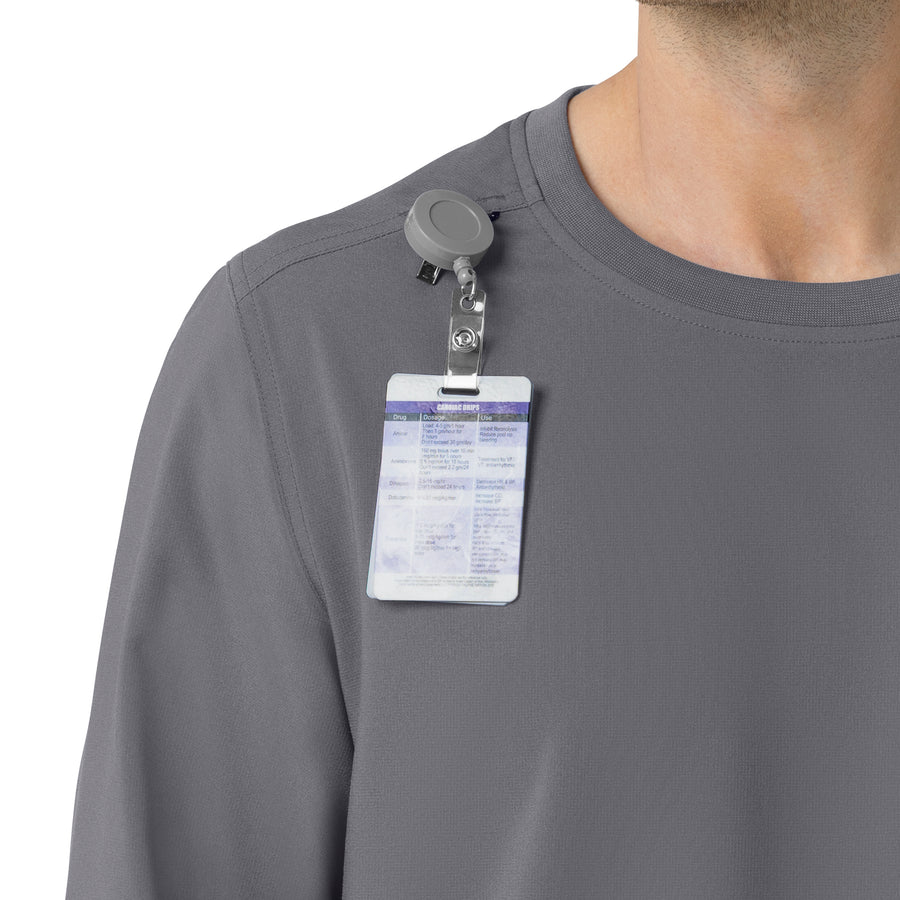 Force Cross-Flex Men's Crew Neck Long Sleeve Scrub Top Pewter side detail 2