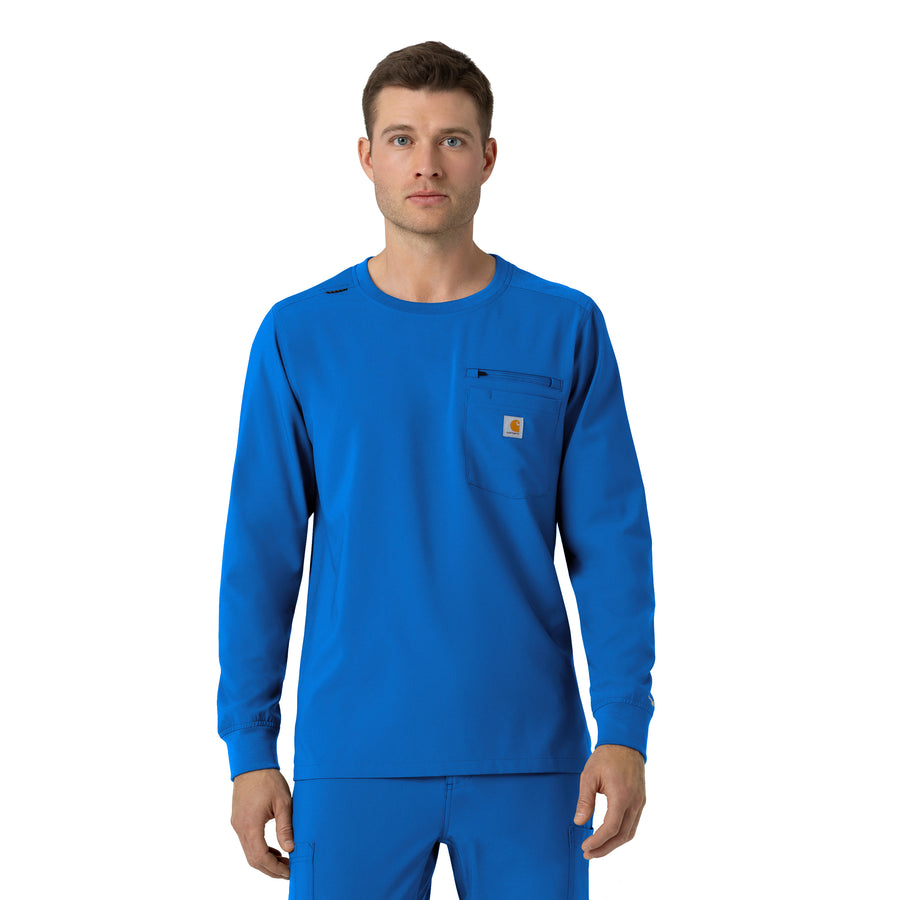 Force Cross-Flex Men's Crew Neck Long Sleeve Scrub Top Royal