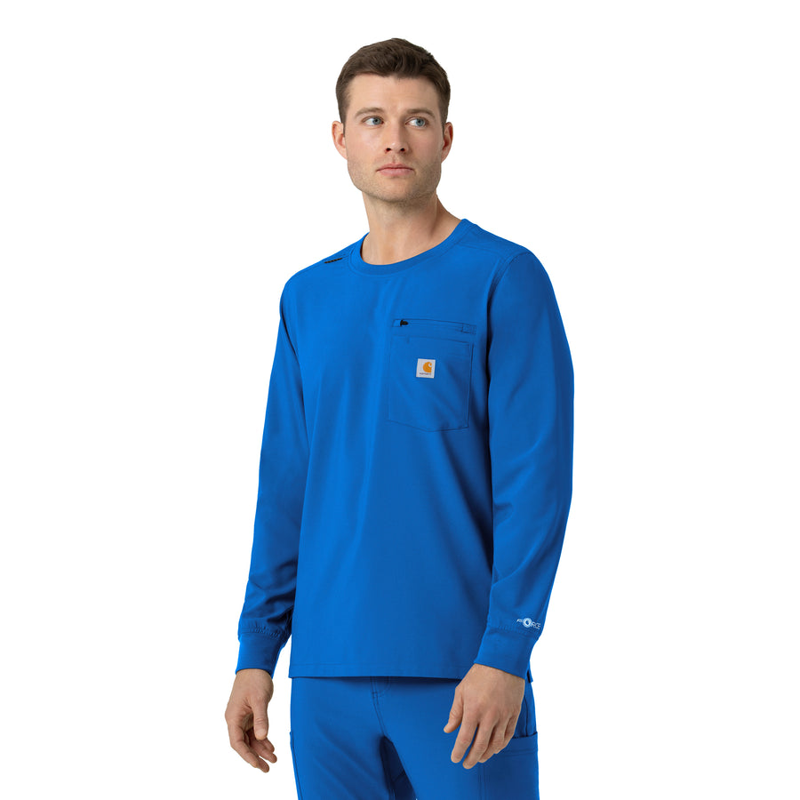Force Cross-Flex Men's Crew Neck Long Sleeve Scrub Top Royal side view