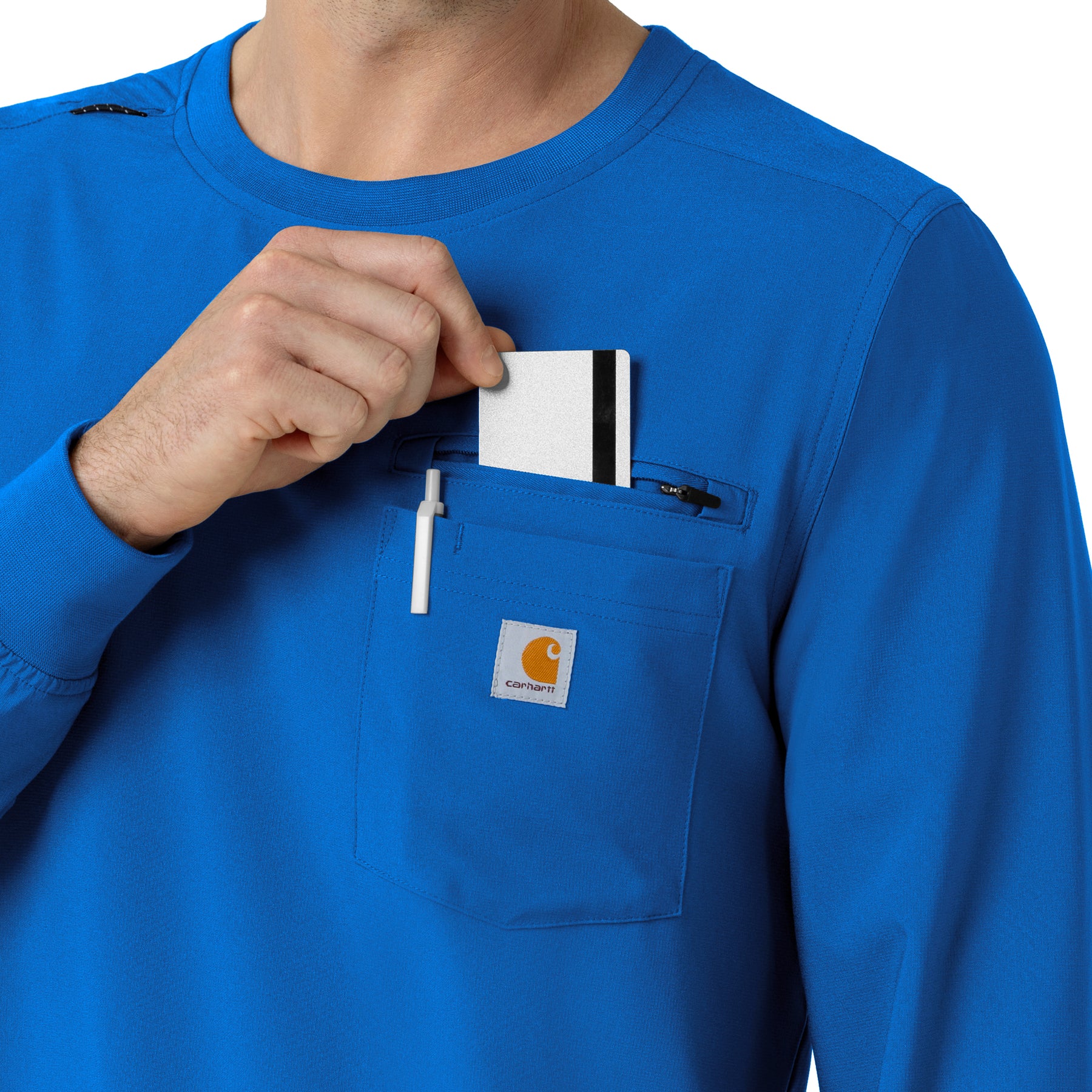 Force Cross-Flex Men's Crew Neck Long Sleeve Scrub Top Royal side detail 1