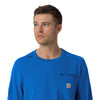 Force Cross-Flex Men's Crew Neck Long Sleeve Scrub Top Royal hemline detail