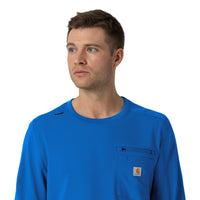 Force Cross-Flex Men's Crew Neck Long Sleeve Scrub Top Royal hemline detail