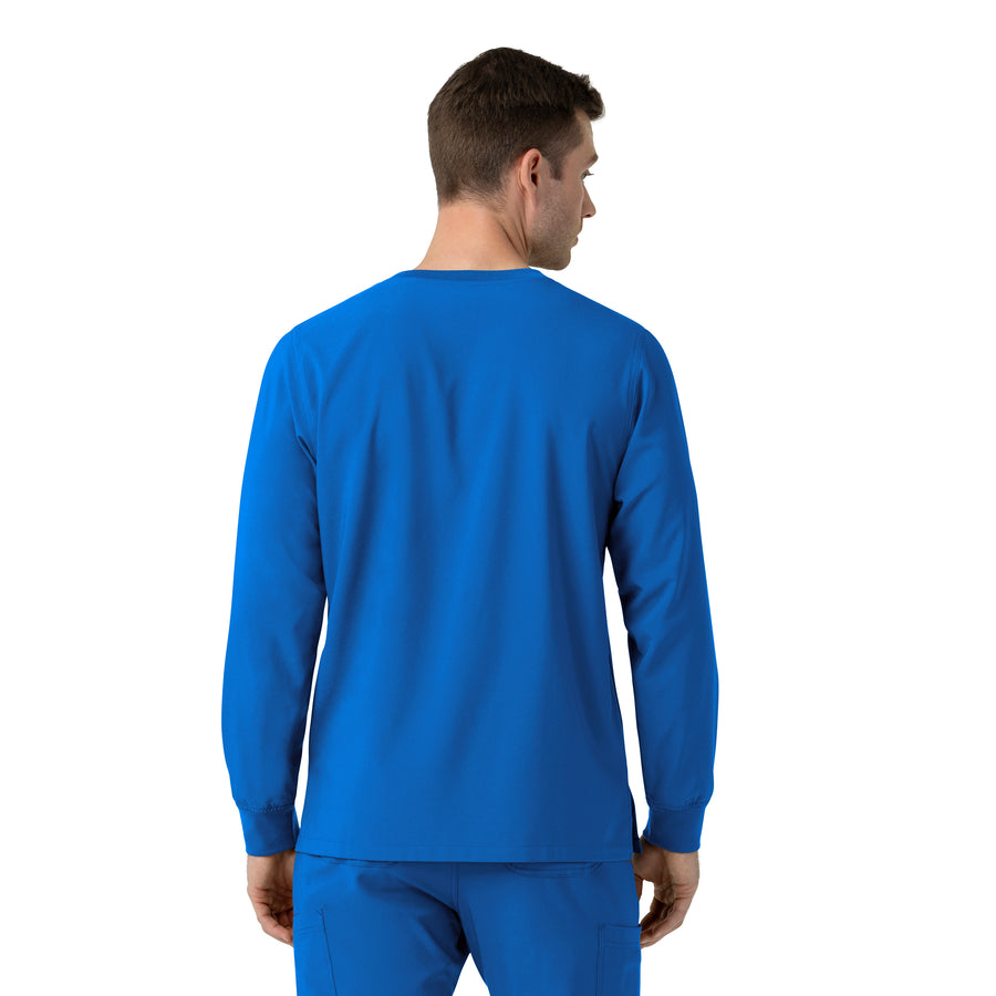 Force Cross-Flex Men's Crew Neck Long Sleeve Scrub Top Royal back view