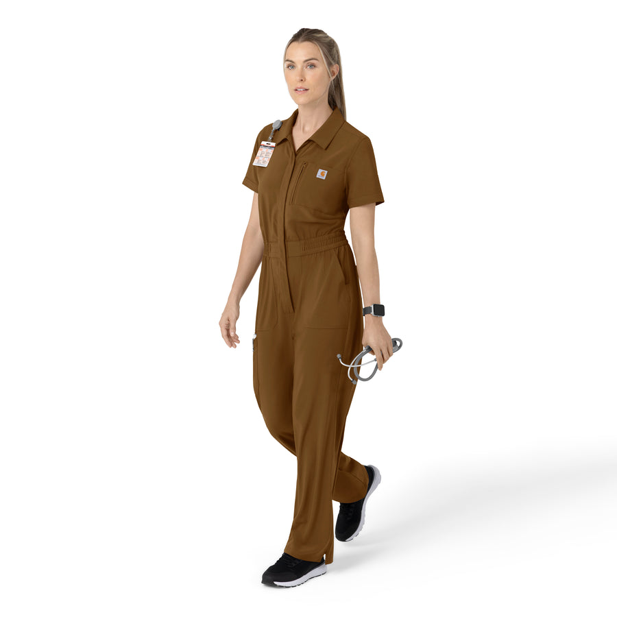Force Cross-Flex Women’s Force Cross-Flex Short Sleeve Scrub Coverall Carhartt Brown full scrub set