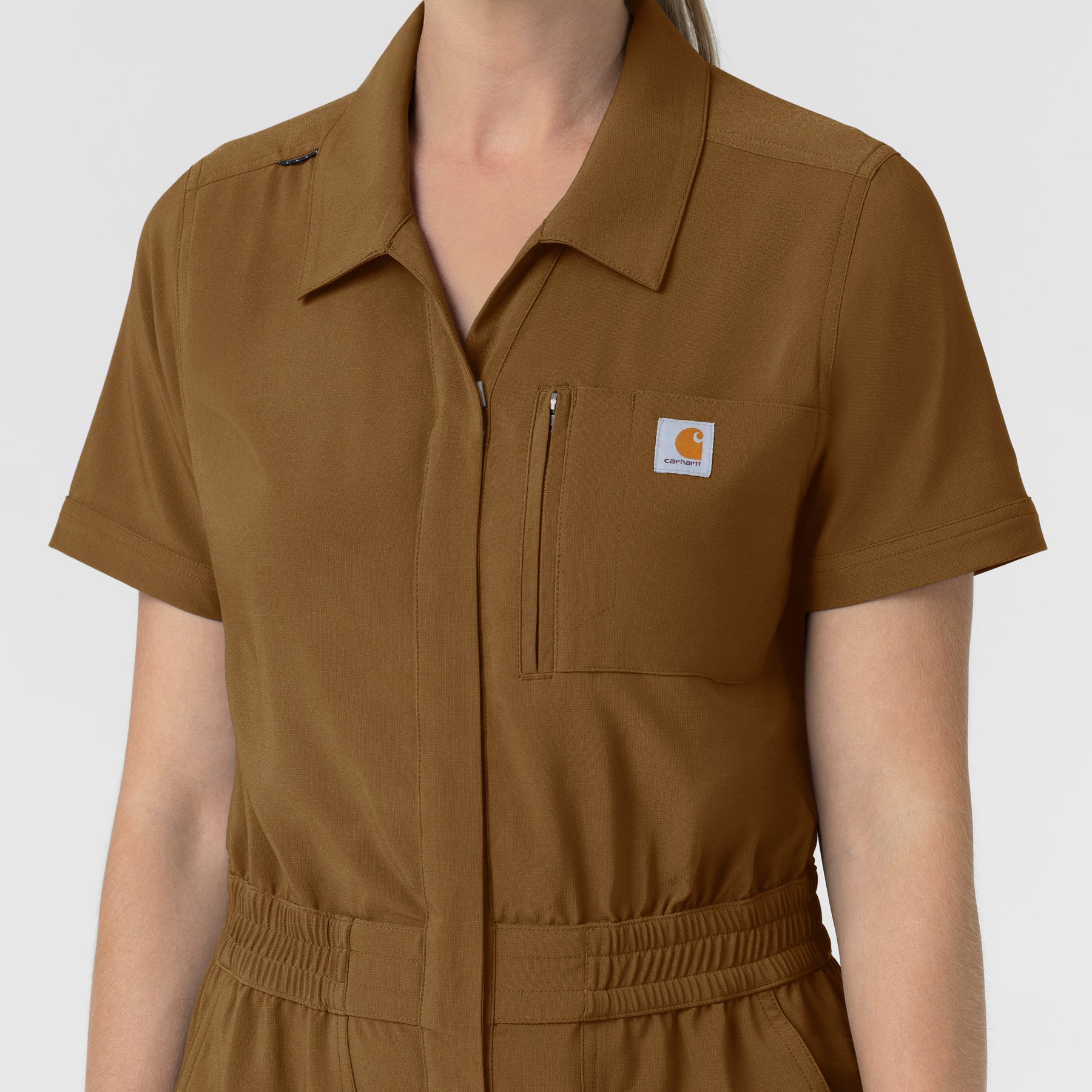 Force Cross-Flex Women’s Force Cross-Flex Short Sleeve Scrub Coverall Carhartt Brown hemline detail