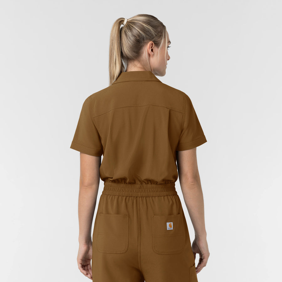 Carhartt Cross-Flex Women’s Cross-Flex Short Sleeve Scrub Coverall - Carhartt Brown