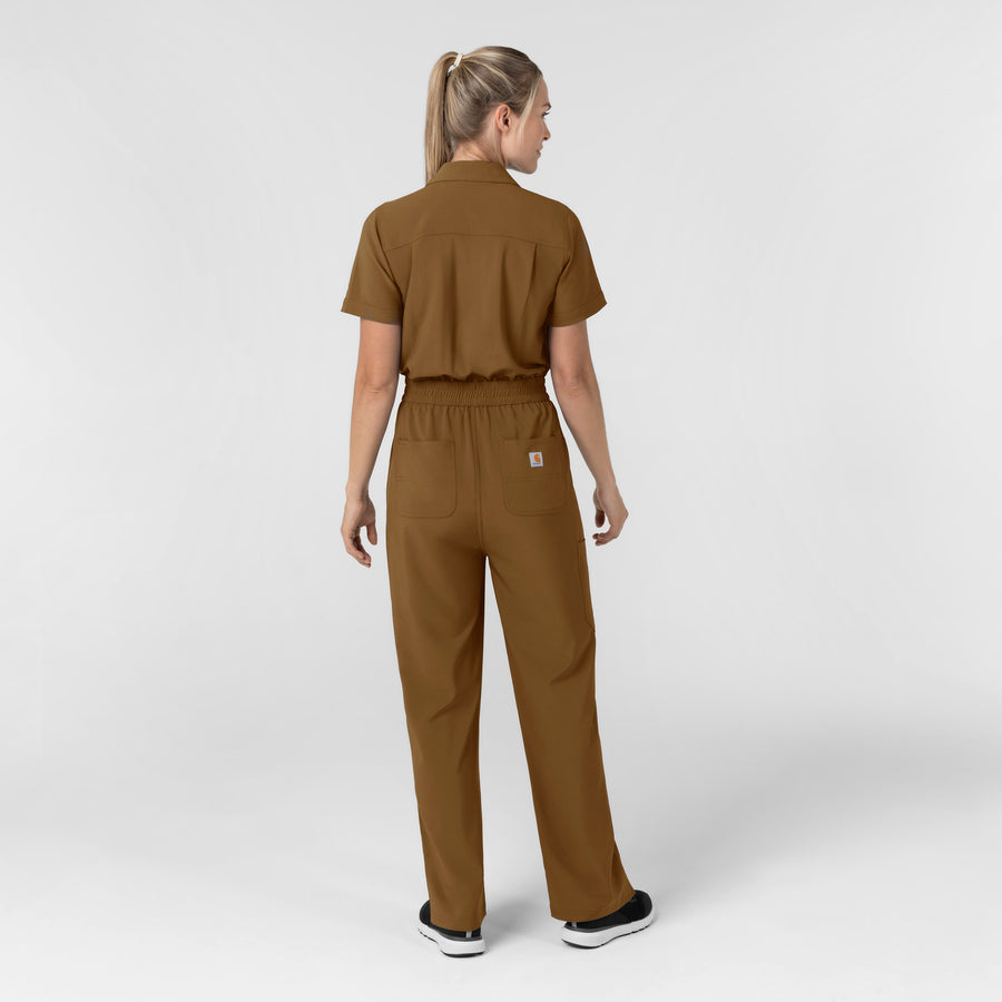 Force Cross-Flex Women’s Force Cross-Flex Short Sleeve Scrub Coverall Carhartt Brown back view