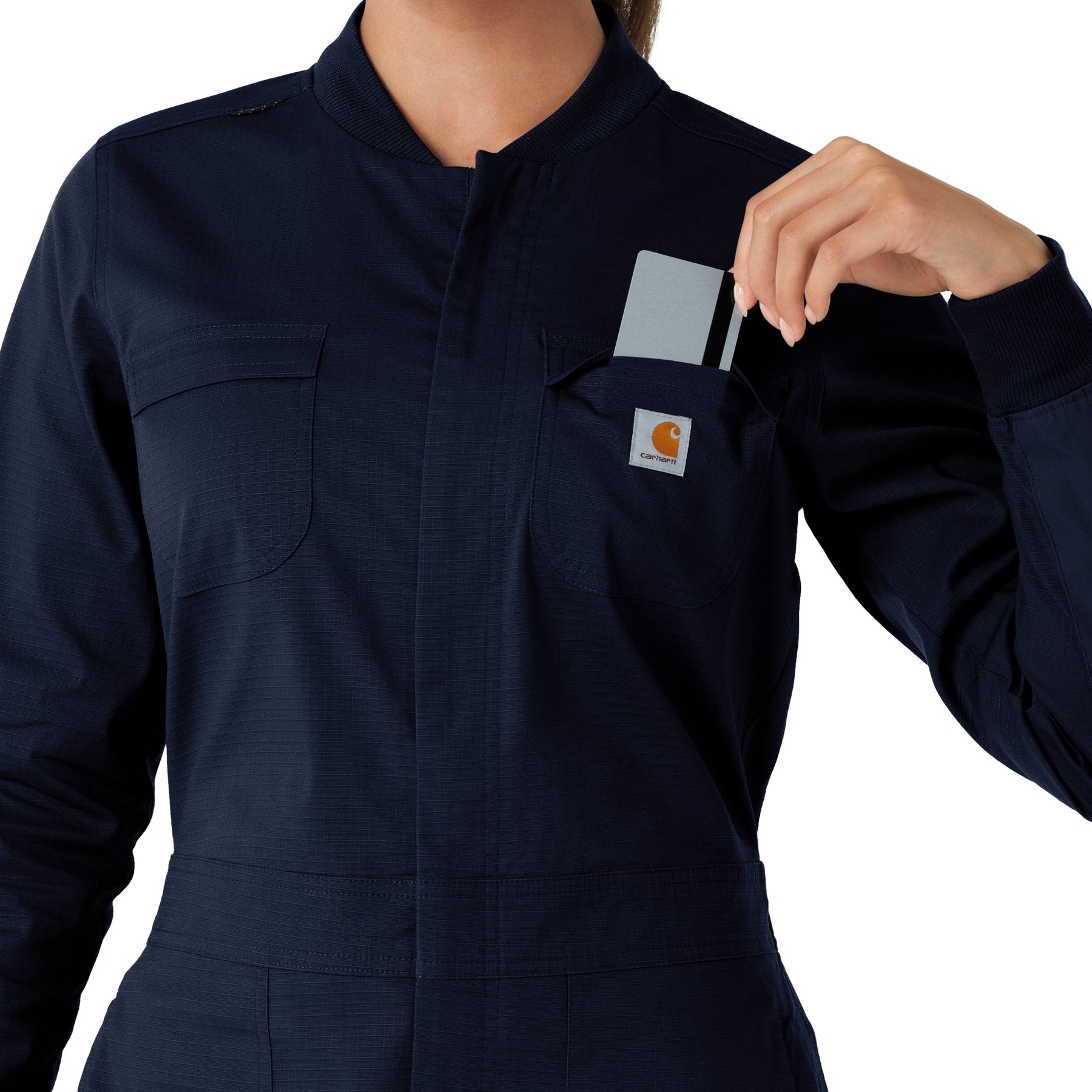 Rugged Flex RSCU Women's Ripstop Coverall Dark Navy hemline detail