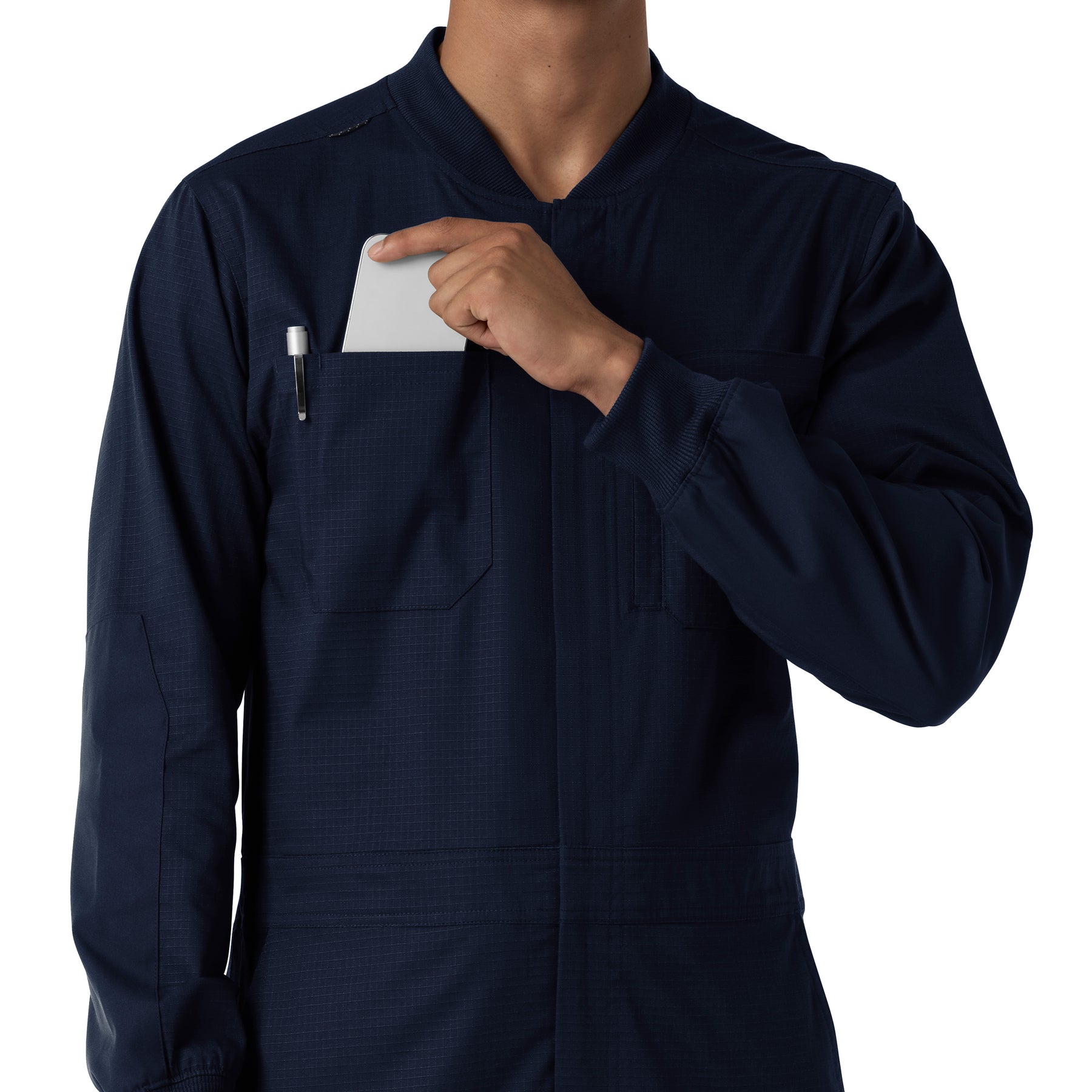 Rugged Flex RSCU Men's Ripstop Coverall Dark Navy hemline detail