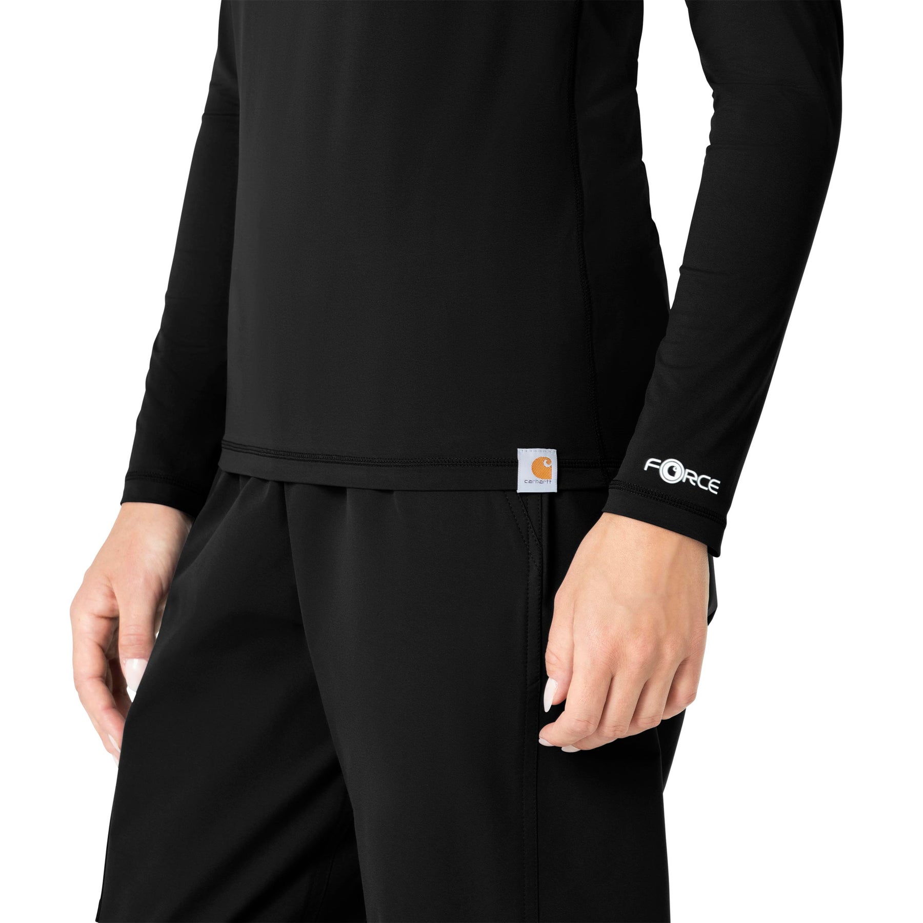 Force Sub-Scrubs Women's Performance Long Sleeve Tee Black side detail 1