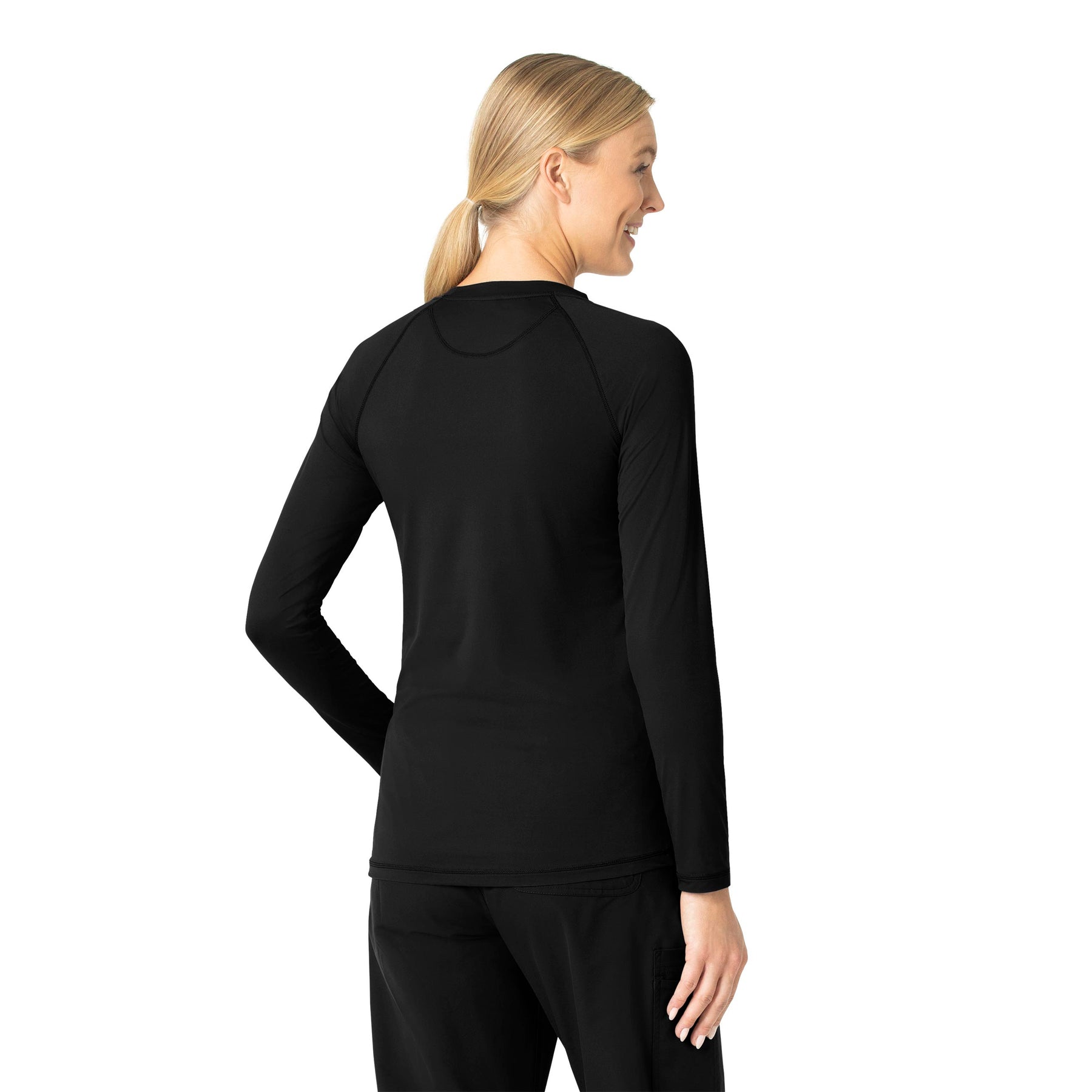 Force Sub-Scrubs Women's Performance Long Sleeve Tee Black back view